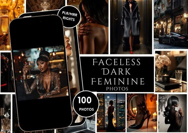 100 Dark Feminine Luxury Aesthetic Photo Bundle | PLR & MRR