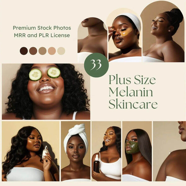 33 Plus Size Melanin Skincare Stock Photos with PLR & MRR Rights