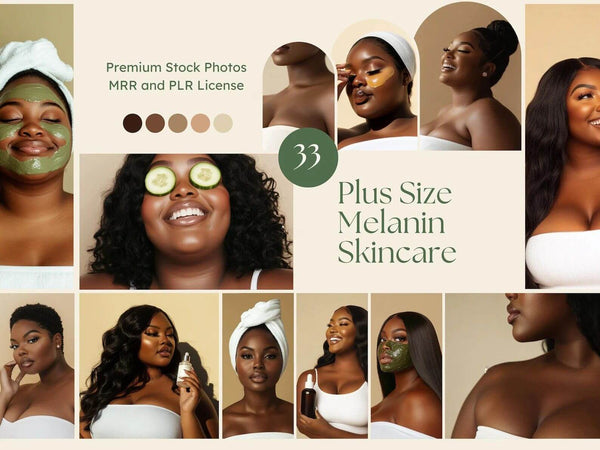33 Plus Size Melanin Skincare Stock Photos with PLR & MRR Rights