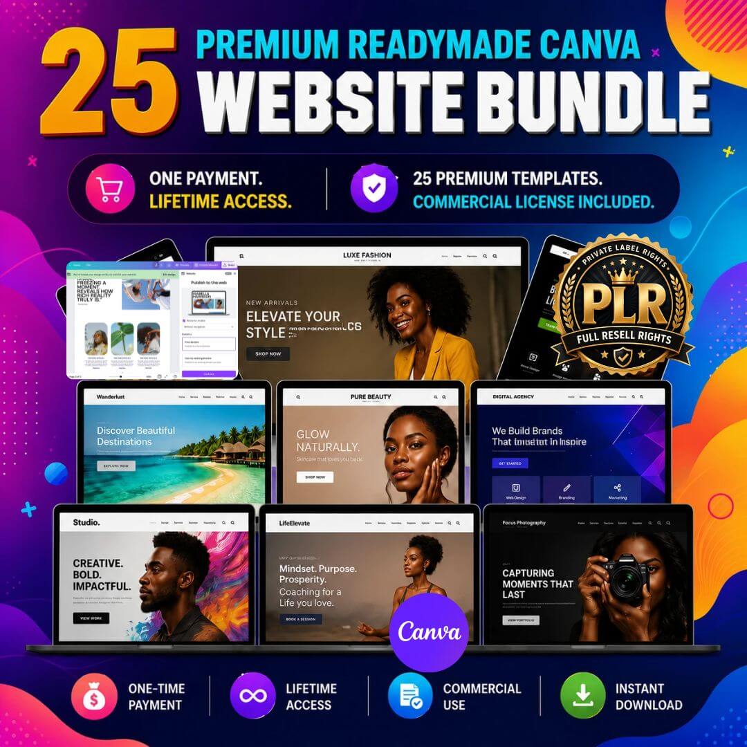 25 Melanin Canva Websites with Resell Rights (PLR + MRR Included)