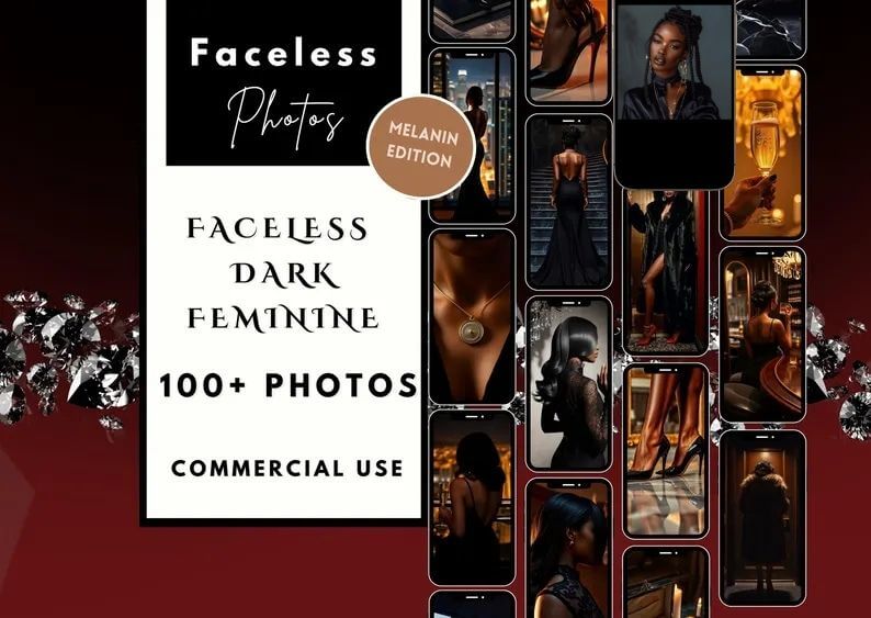 100 Dark Feminine Luxury Aesthetic Photo Bundle | PLR & MRR