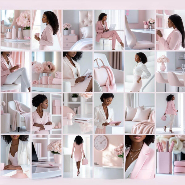 100 Pink Melanin Business Woman Stock Photos Bundle | PLR + MRR