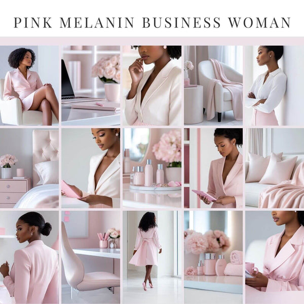 100 Pink Melanin Business Woman Stock Photos Bundle | PLR + MRR