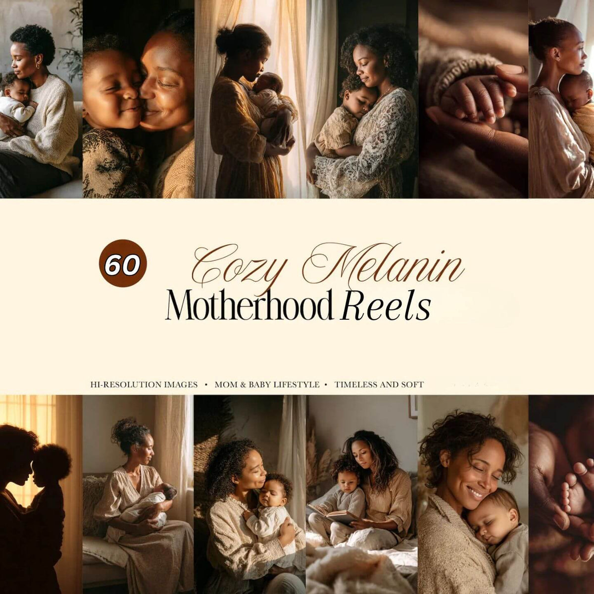 60 Faceless Melanin Motherhood Reels Bundle with PLR & MRR Rights