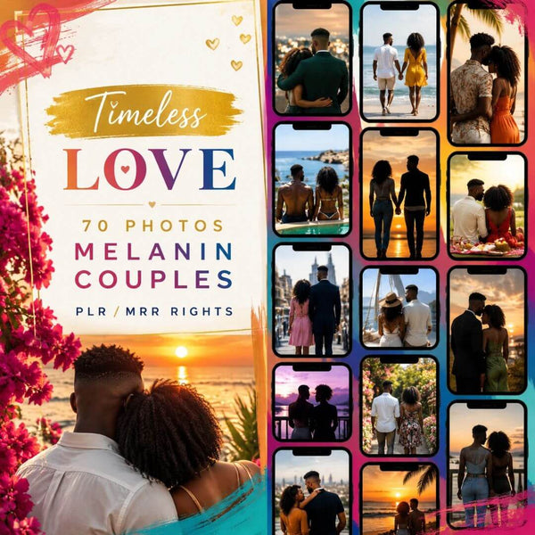 70 Melanin Couple Faceless Content Bundle | PLR + MRR Rights Included