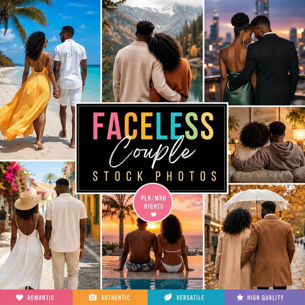 70 Melanin Couple Faceless Content Bundle | PLR + MRR Rights Included