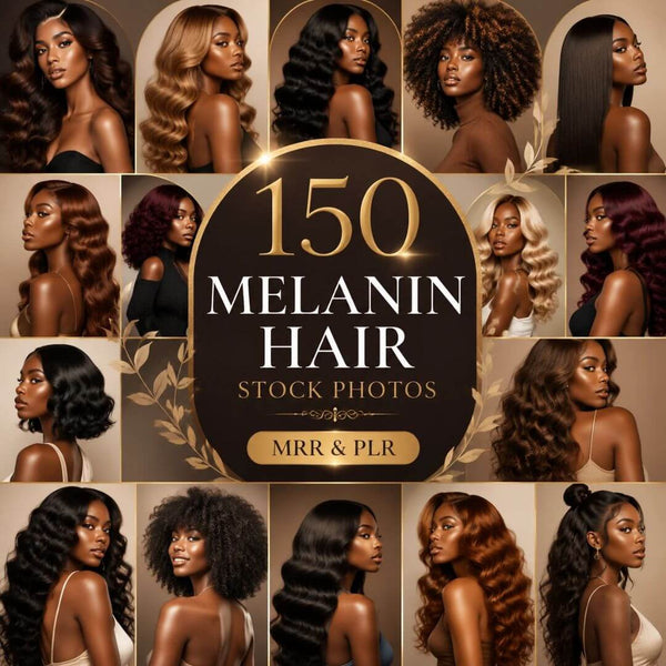 150 Luxury Melanin Hair Stock Photos Bundle (PLR + MRR)