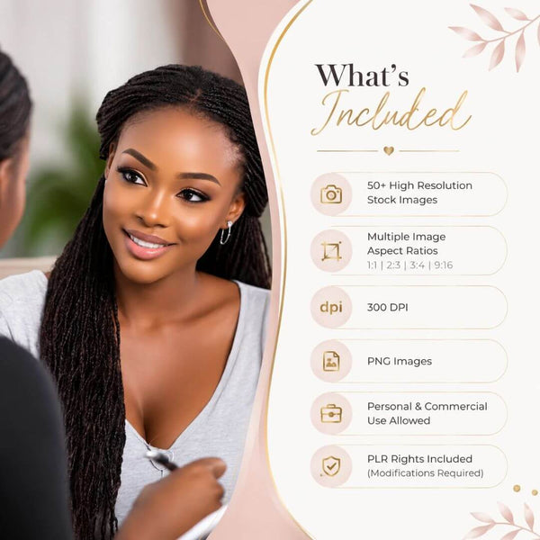 120+ Melanin Mental Health & Wellness Stock Photos Bundle with PLR & MRR