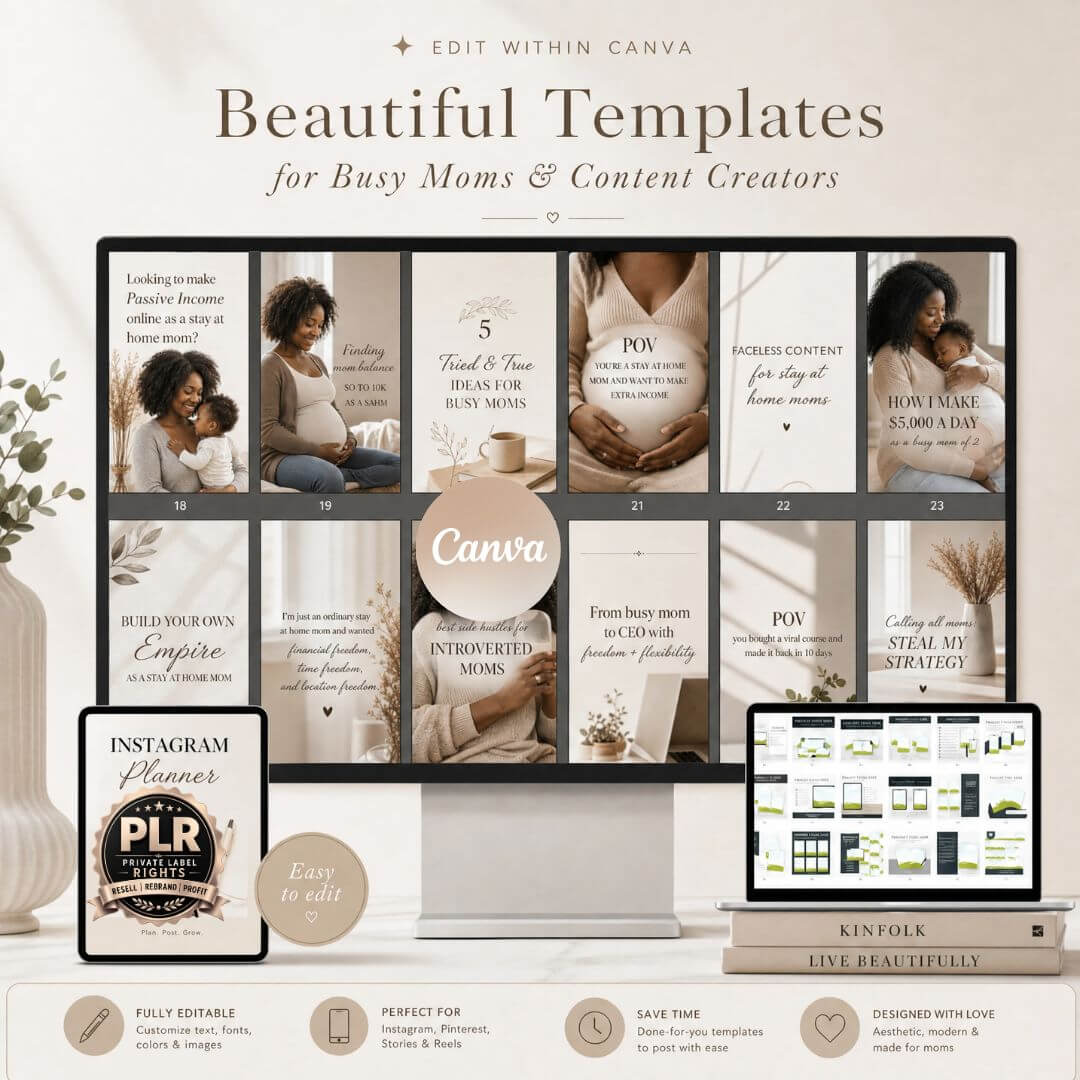 80 Melanin Editable Mom Life Reels | PLR + MRR