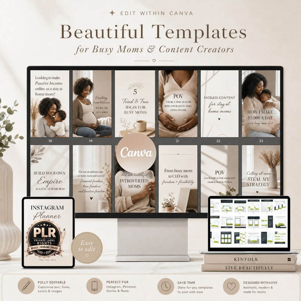 80 Melanin Editable Mom Life Reels | PLR + MRR