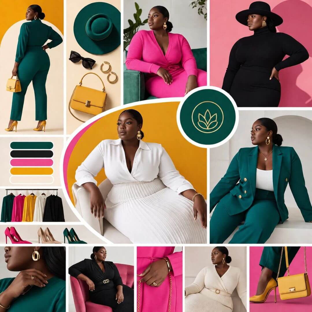95 Plus Size Melanin Girl Boss Stock Photos Bundle with PLR & MRR Rights