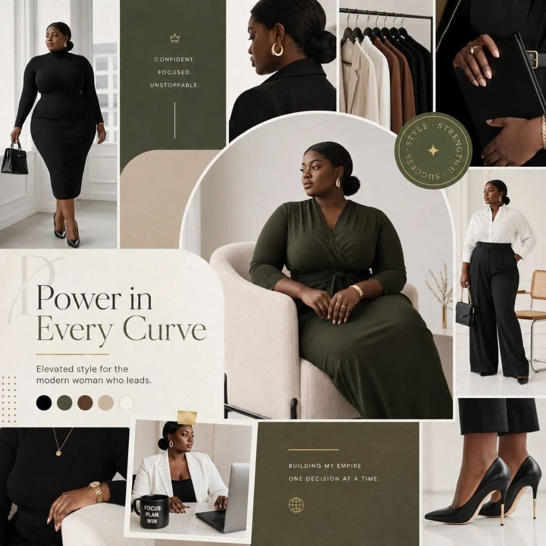 95 Plus Size Melanin Girl Boss Stock Photos Bundle with PLR & MRR Rights
