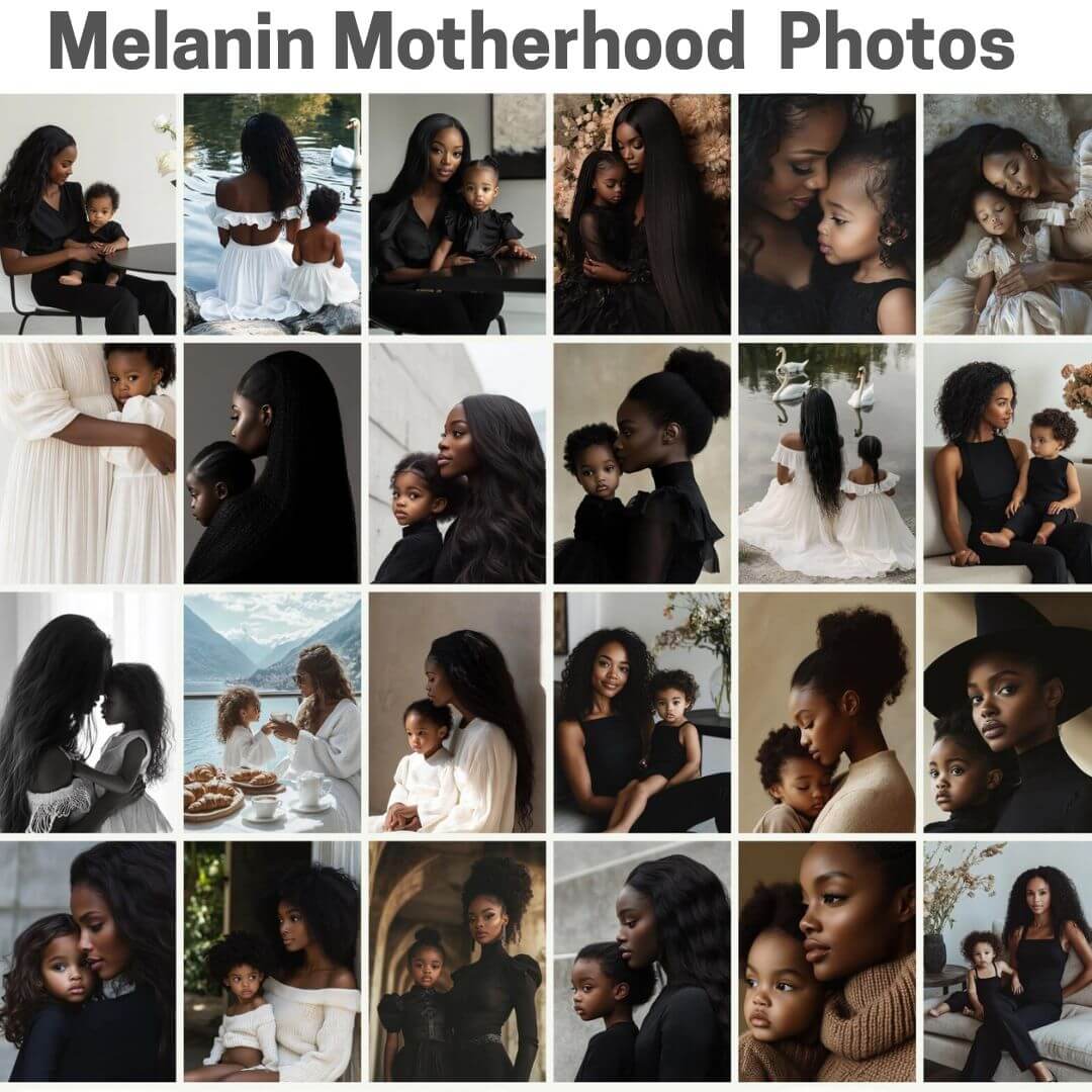 60 Melanin Motherhood Stock Photos with PLR & MRR Rights
