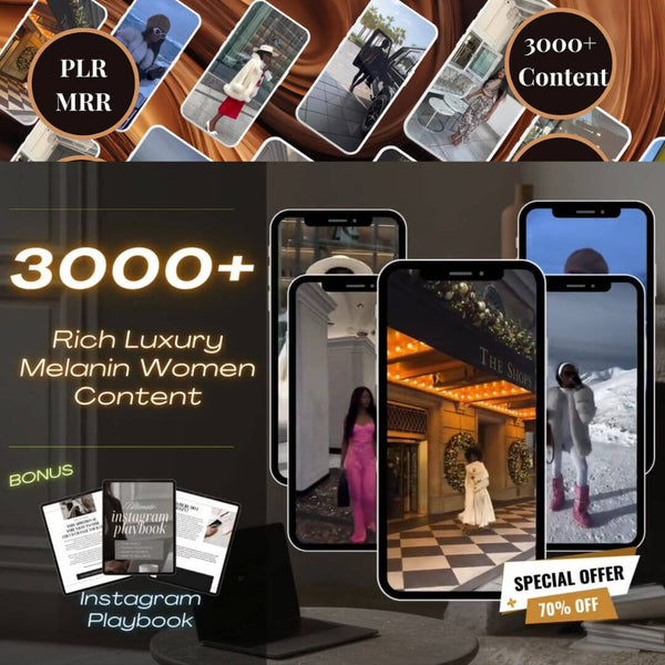 3000+ Melanin Luxury Content Bank | Faceless Reels for Social Media (PLR/MRR)