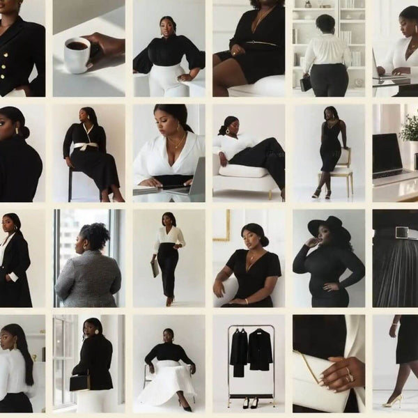 95 Plus Size Melanin Girl Boss Stock Photos Bundle with PLR & MRR Rights