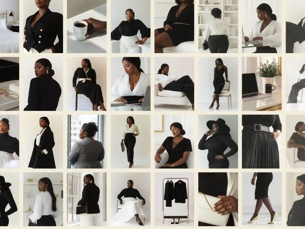 95 Plus Size Melanin Girl Boss Stock Photos Bundle with PLR & MRR Rights