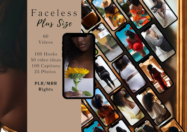 Plus Size Melanin Faceless Videos & Photos with Resell Rights