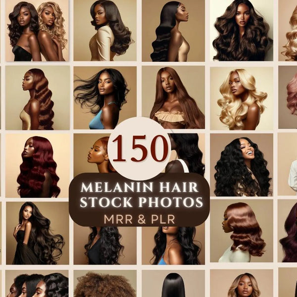 150 Luxury Melanin Hair Stock Photos Bundle (PLR + MRR)