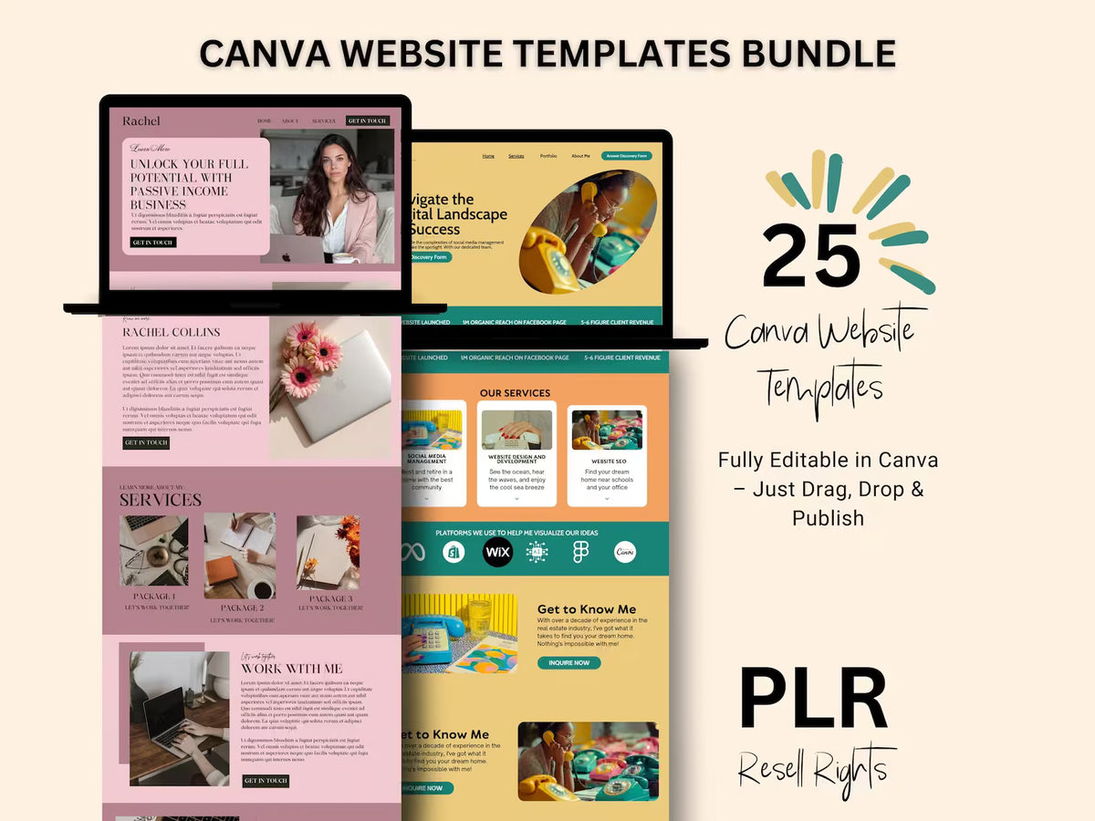 25 Melanin Canva Websites with Resell Rights (PLR + MRR Included)
