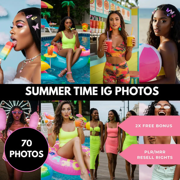 70 Melanin Summer Lifestyle Stock Photos | Poolside, Vacation & Social Media Content | PLR & MRR