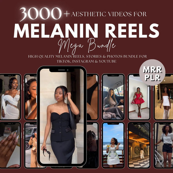 3,000+ Melanin Luxury Content Bank | Faceless Reels for Social Media (PLR/MRR)