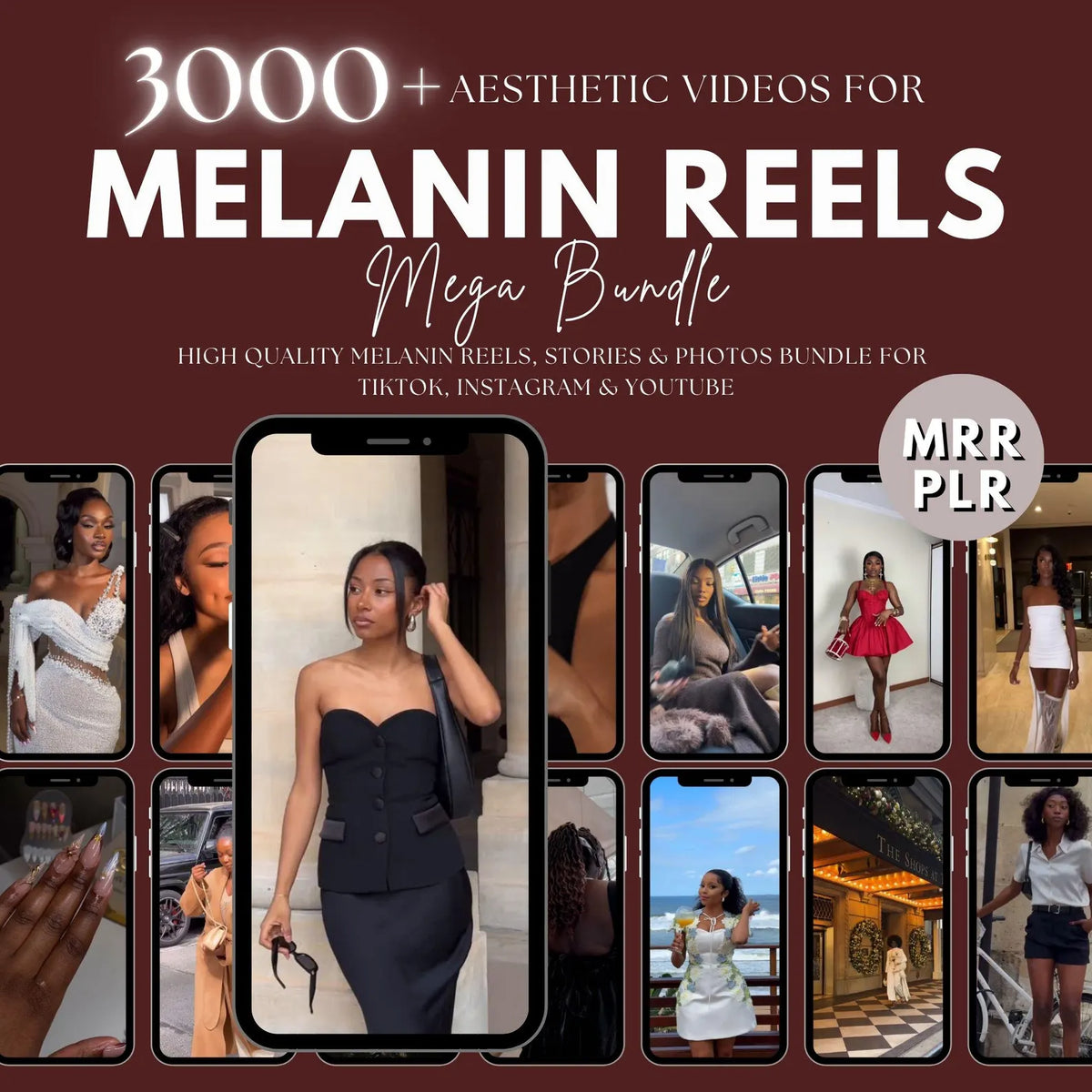 3,000+ Melanin Luxury Content Bank | Faceless Reels for Social Media (PLR/MRR)
