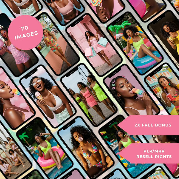 70 Melanin Summer Lifestyle Stock Photos | Poolside, Vacation & Social Media Content | PLR & MRR