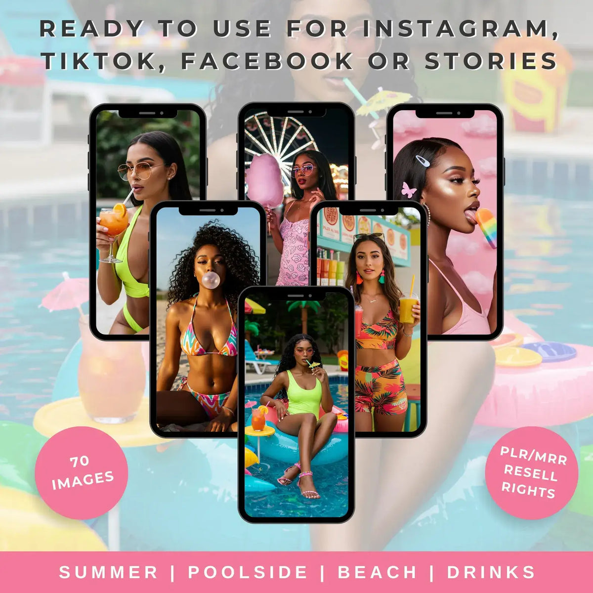 70 Melanin Summer Lifestyle Stock Photos | Poolside, Vacation & Social Media Content | PLR & MRR