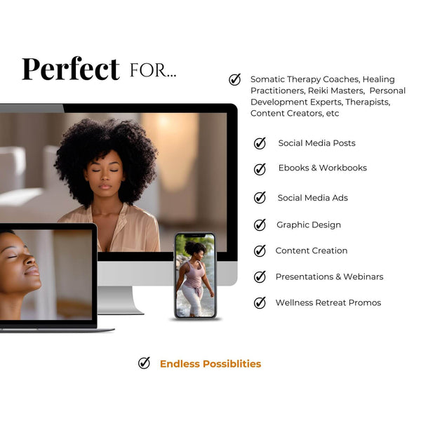 120+ Melanin Mental Health & Wellness Stock Photos Bundle with PLR & MRR