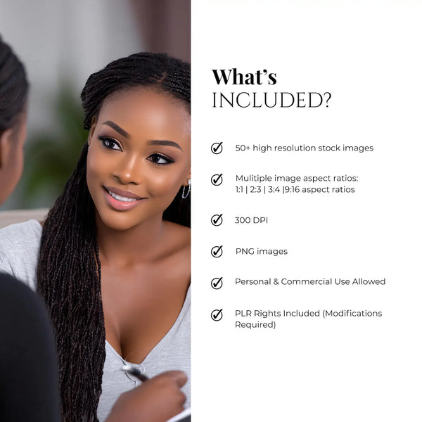 120+ Melanin Mental Health & Wellness Stock Photos Bundle with PLR & MRR