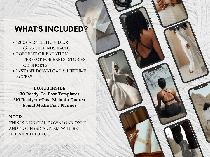 1200+ Melanin Faceless Reels Bundle with Resell Rights