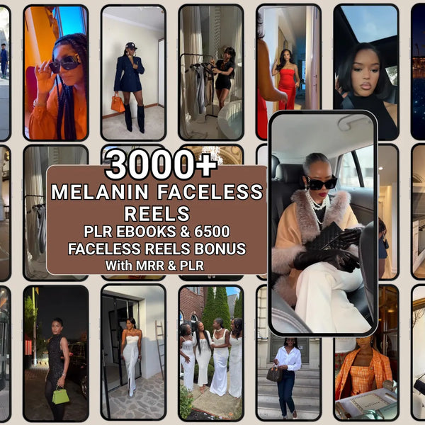 3,000+ Melanin Luxury Content Bank | Faceless Reels for Social Media (PLR/MRR)