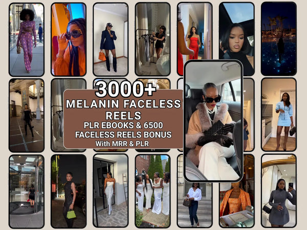 3,000+ Melanin Luxury Content Bank | Faceless Reels for Social Media (PLR/MRR)