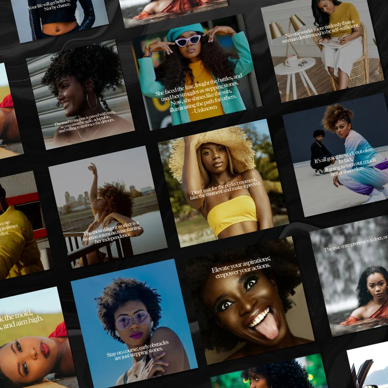 Boss Babe Motivational Canva Templates | Melanin Instagram Post Bundle | Editable | PLR + MRR