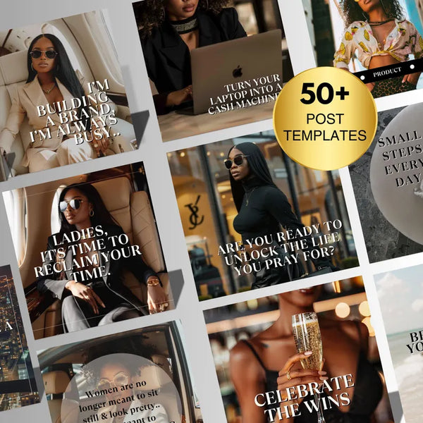 Melanin Instagram Post Templates for Faceless Digital Marketing (PLR + MRR)