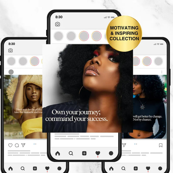 Boss Babe Motivational Canva Templates | Melanin Instagram Post Bundle | Editable | PLR + MRR