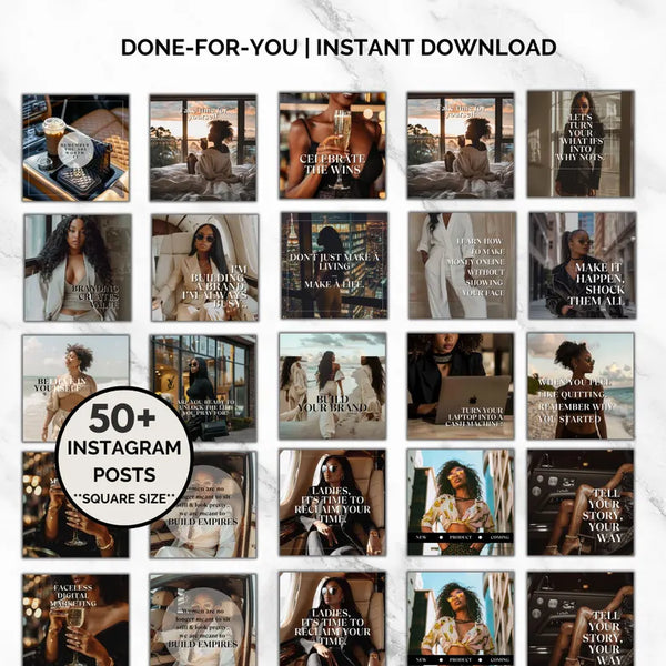 Melanin Instagram Post Templates for Faceless Digital Marketing (PLR + MRR)